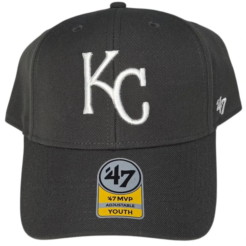 Kansas City Royals 47 Brand Hat YOUTH MVP Dark Gray Adjustable Cap‎ MLB New